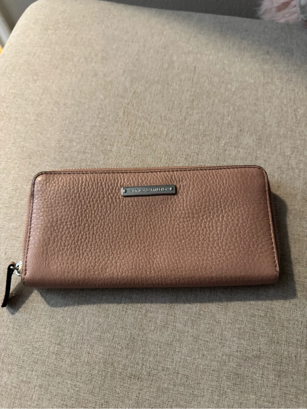 Vince Camuto Dusty Rose Pebbled Leather Cosmetic Pouch
